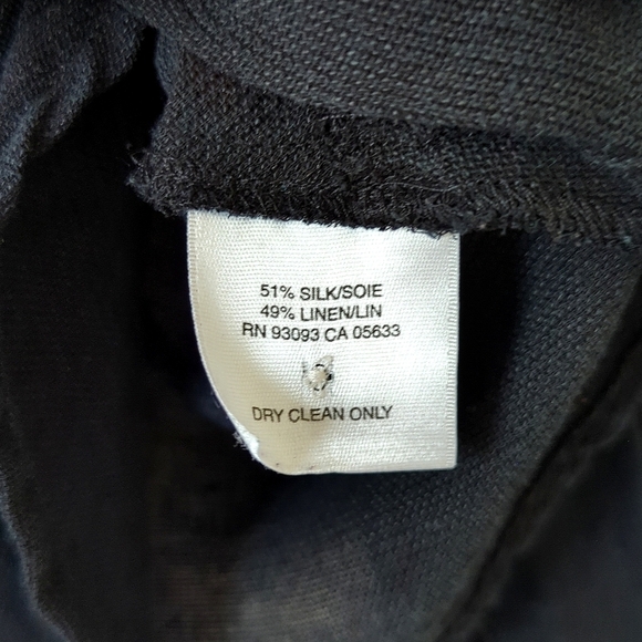 Nic + Zoe Silk & Linen Blend Quarter Sleeve Button Down Tie Front Top Black SP - Picture 5 of 11